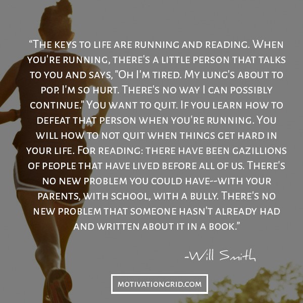 Will Smith, running and reading quote, keys to life, inspirational, image