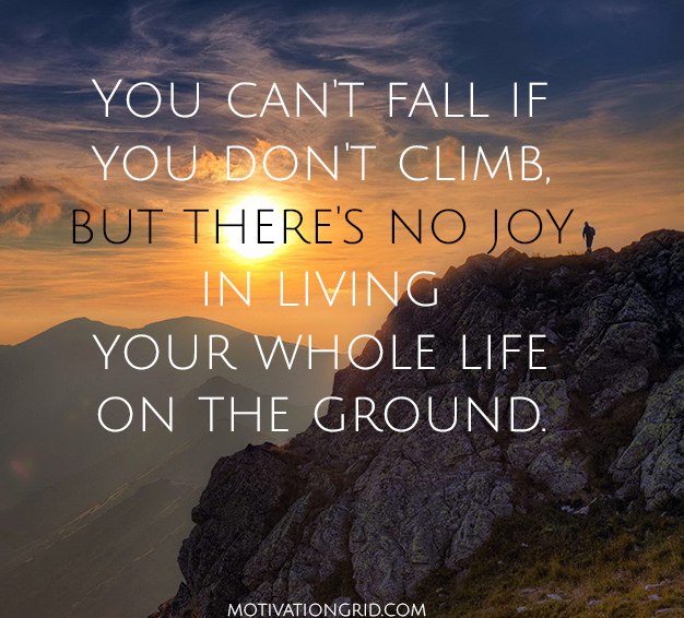 You can't fall if you don't climb but there is no joy in living your whole life on the ground
