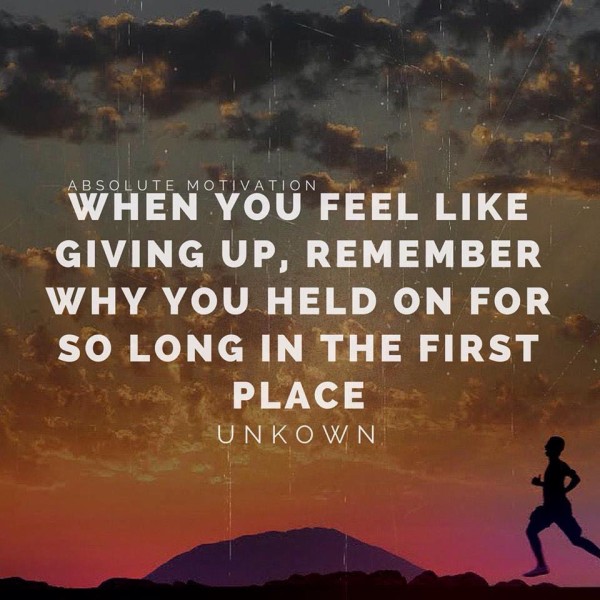 When you feel like giving up, remember why you held on for so long in the first place.