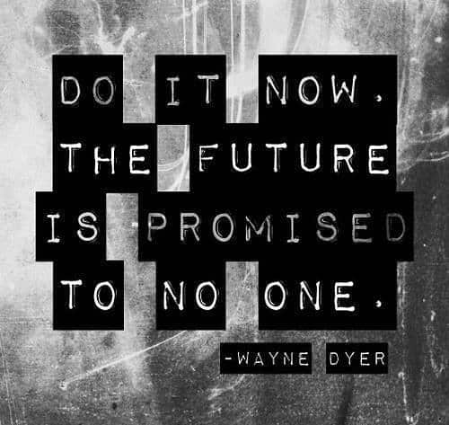 inspirational picture quote, do it now the future is promised to no one.