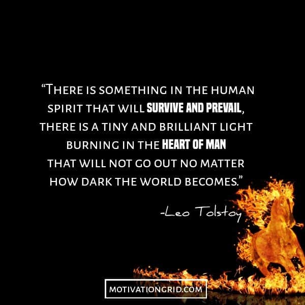 Leo Tolstoy quotes image about the human spirit, inspirational, fire in the heart