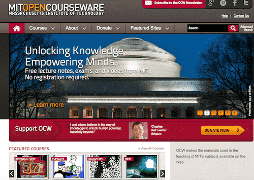 Mit Open Courseware, places to educate yourself online for free