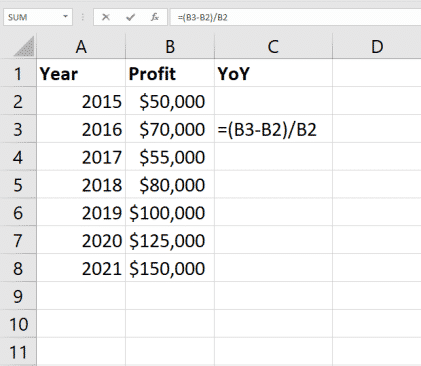 excel yoy calculation, image