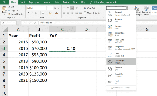 excel percentage, image