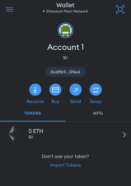 metamask mobile app account home screen, image