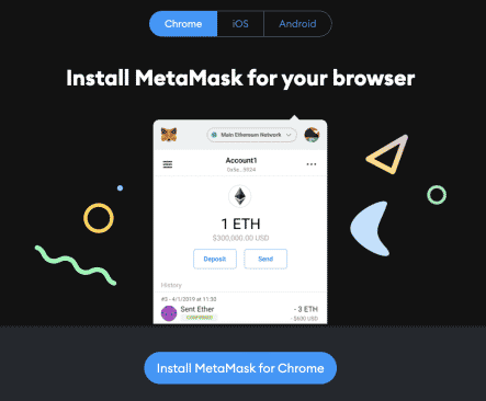 Clicking the metamask icon under connect with wallet opens up