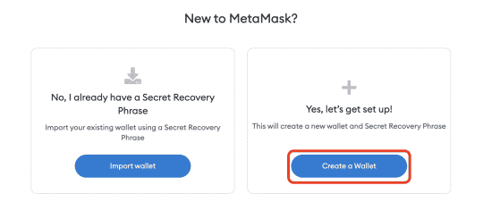 metamask desktop extension wallet creation or import screen, image