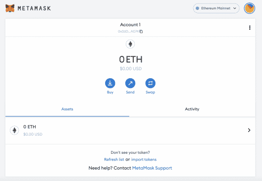 metamask desktop extension profile page, image