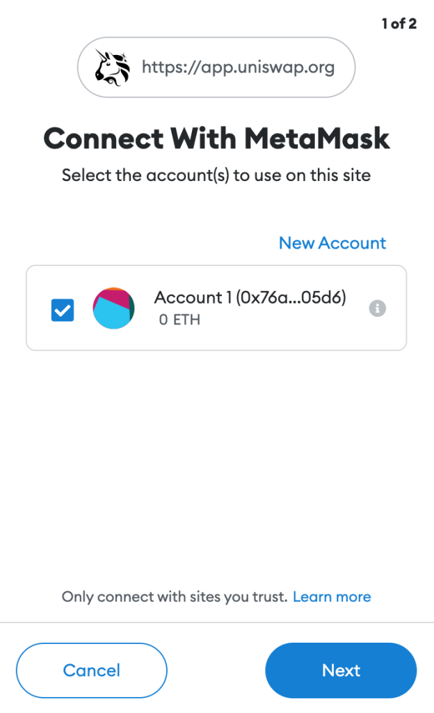 uniswap pop-up in metamask