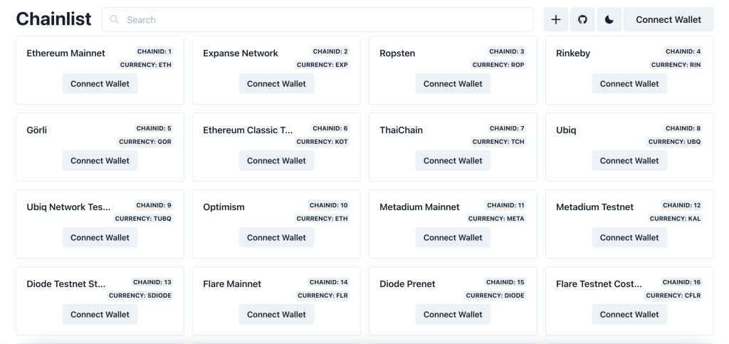 chainlist website, arbitrum to metamask