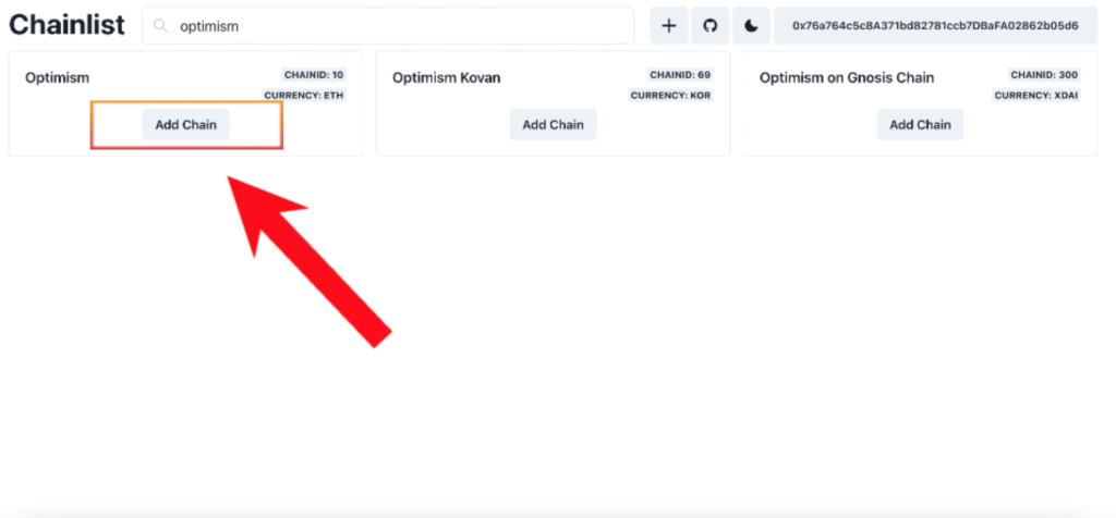 add optimism chain from chainlist to metamask