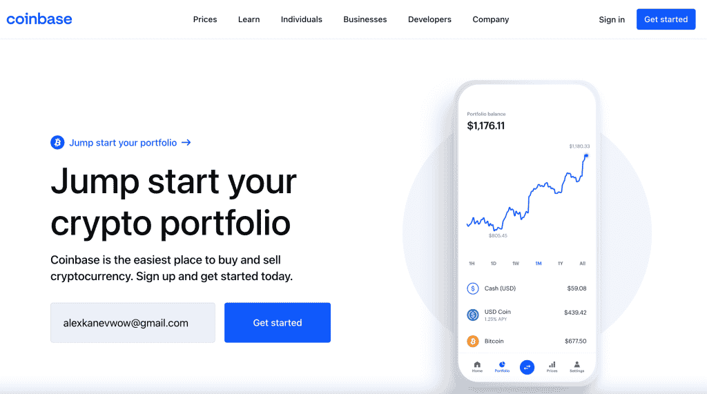coinbase official website, instructions to sign in