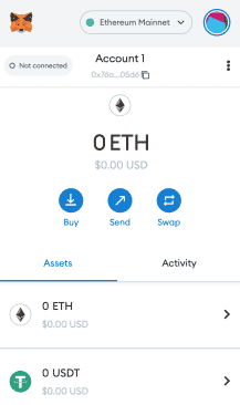 usdt shown in metamask wallet