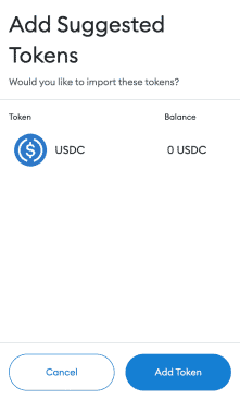 usdc pop-up in metamask