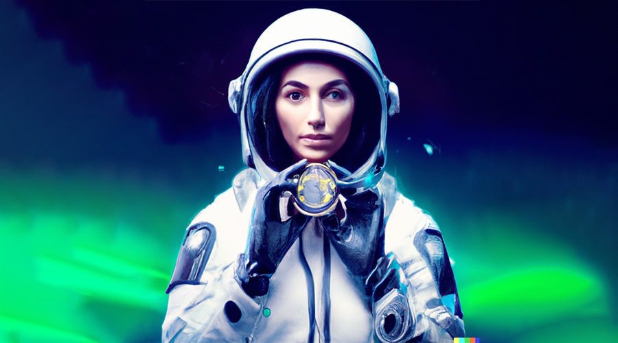 A cosmonaut holding a cryptocurrency in digital art, how long does it take to create a cryptocurrency